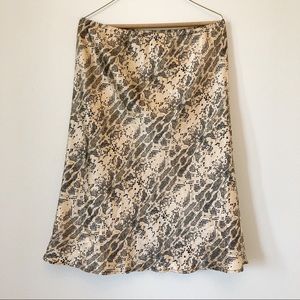 Women’s L Vintage Silk Snake Print Midi Skirt